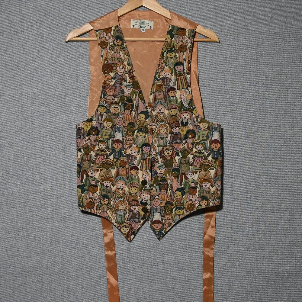 Orvis Tapestry Vest Unisex Children of the World Italian Fabric XL Multi USA